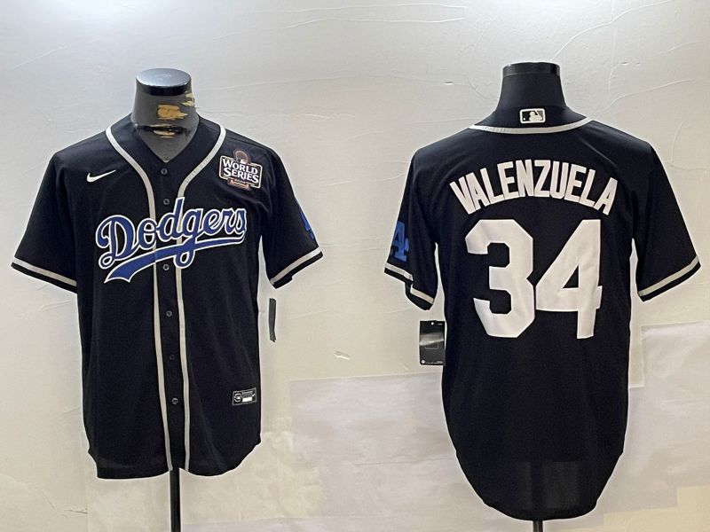 Men Los Angeles Dodgers #34 Valenzuela Black Game 2024 Nike MLB Jersey style 10292